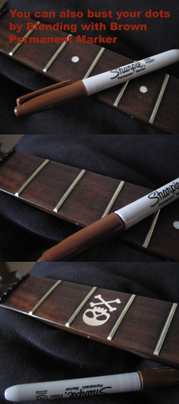 how to cover blend-in fretboard dots by creative cuts