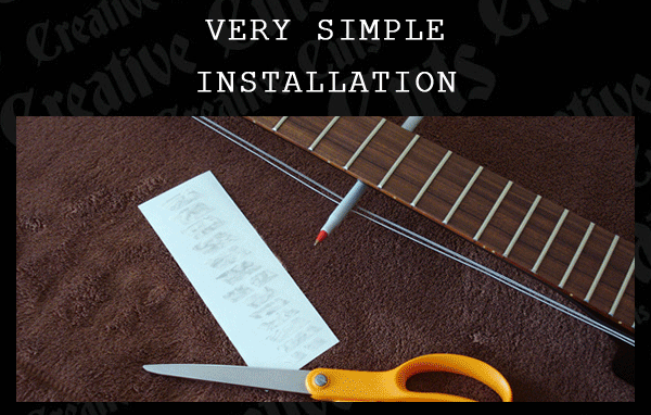 Creative Cuts custom inlay stickers are easy to install on your guitar or bass